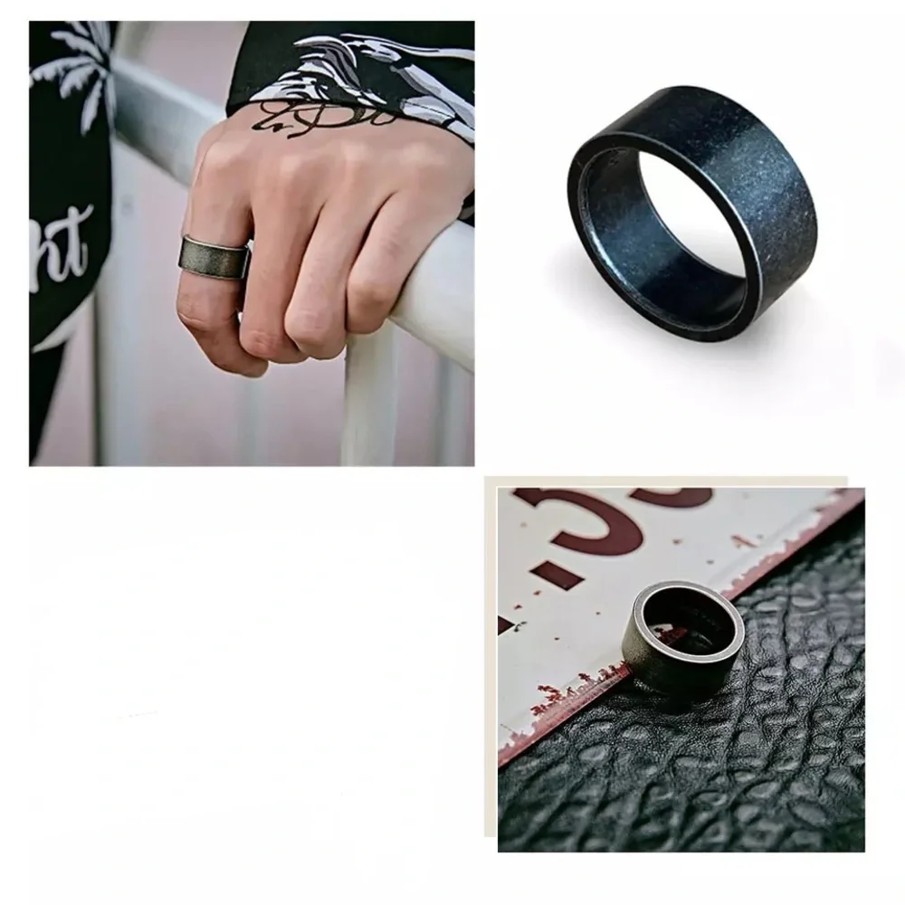 2-6mm Titanium Steel Matte Black Wide Men Ring